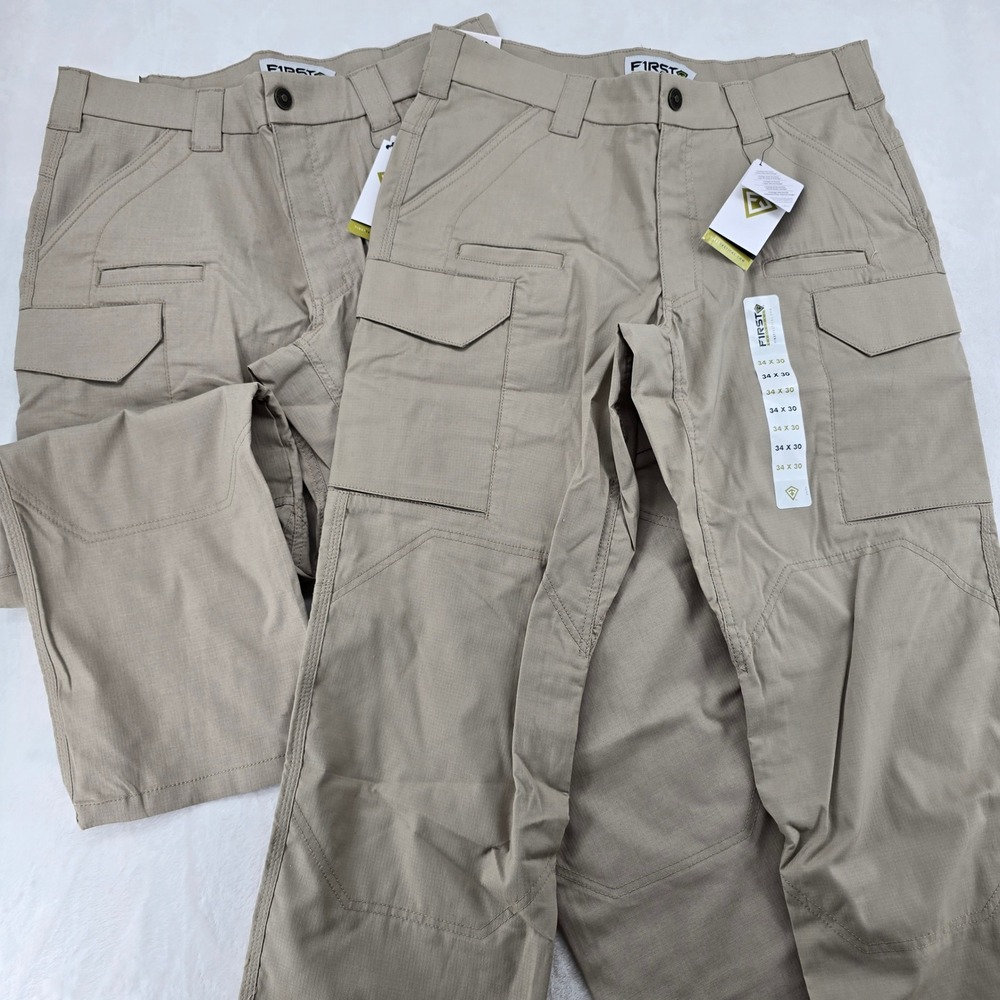 Bundle 2 First Tactical Pants Mens 34x30 Tactical Cargo Pants Khaki Ripstop NWT